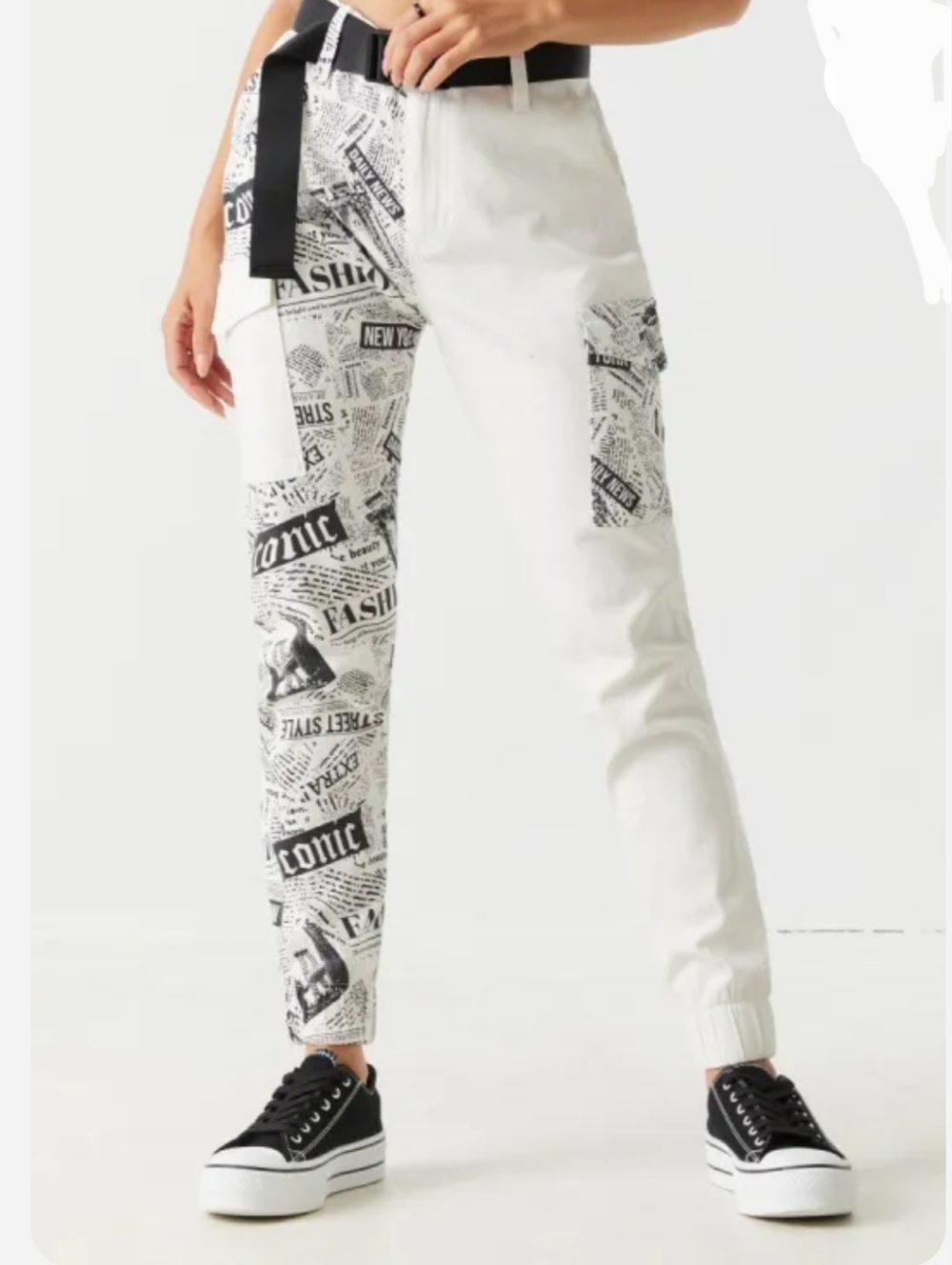 Streetwear Society Newspaper Print Cargo Pants